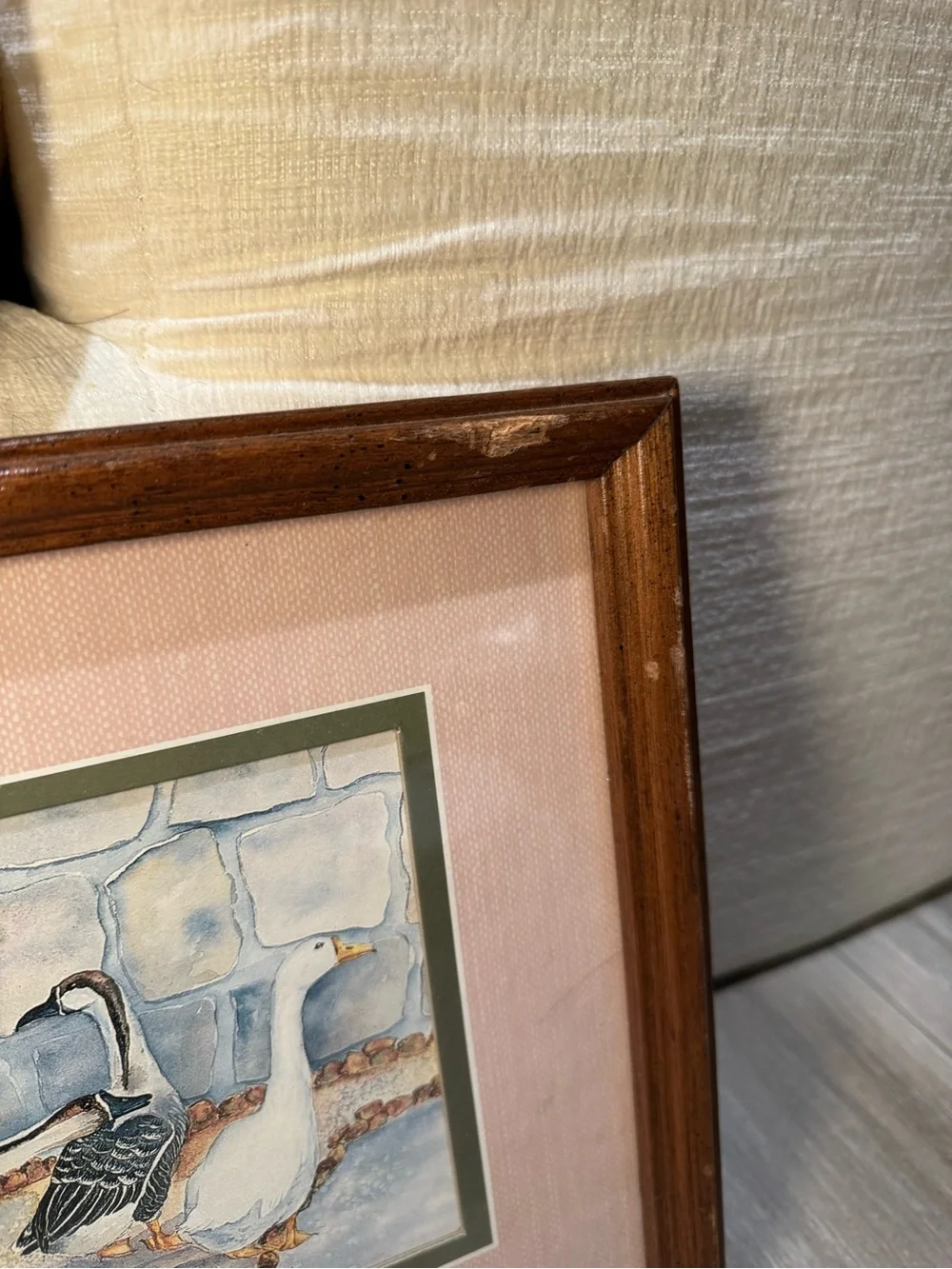 Vintage Ava Freeman Geese Print, 1980s Watercolor Wall Art